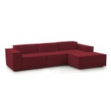 Divano in legno e ferro rivestito in tessuto rosso 300x170x70h cm - Ananas
