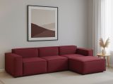 Divano in legno e ferro rivestito in tessuto rosso 300x170x70h cm - Ananas