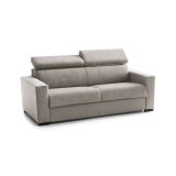 Divano in legno e ferro rivestito in tessuto tortora 160x95x85h cm - Aggius