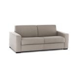 Divano in legno e ferro rivestito in tessuto tortora 180x95x90h cm - Cianite