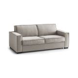 Divano in legno e ferro rivestito in tessuto tortora 200x95x90h cm - Eletta
