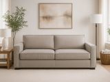 Divano in legno e ferro rivestito in tessuto tortora 200x95x90h cm - Eletta
