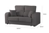 Divano in legno e metallo rivestito in tessuto antracite 160x80x95h cm - Asazi