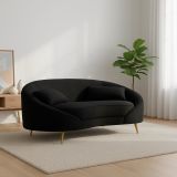 Divano in legno e metallo rivestito in tessuto nero e oro 148x84x68h cm - Gupta