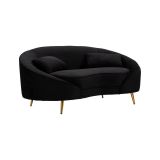Divano in legno e metallo rivestito in tessuto nero e oro 148x84x68h cm - Gupta