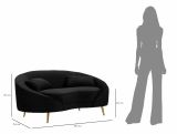 Divano in legno e metallo rivestito in tessuto nero e oro 148x84x68h cm - Gupta