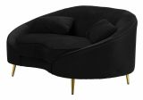 Divano in legno e metallo rivestito in tessuto nero e oro 148x84x68h cm - Gupta