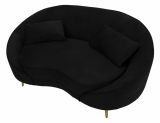 Divano in legno e metallo rivestito in tessuto nero e oro 148x84x68h cm - Gupta