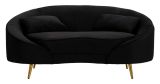 Divano in legno e metallo rivestito in tessuto nero e oro 148x84x68h cm - Gupta