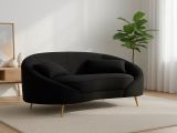 Divano in legno e metallo rivestito in tessuto nero e oro 148x84x68h cm - Gupta