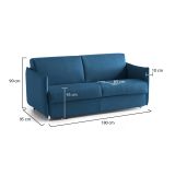 Divano in legno massello rivestito in tessuto blu 180x95x90h cm - Varedo