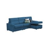Divano in legno massello rivestito in tessuto blu 280x160x100h cm - Vigonovo