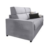 Divano in legno massello rivestito in tessuto grigio 200x95x100h cm - Letino