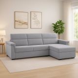 Divano in legno massello rivestito in tessuto grigio 285x160x100h cm - Cintano