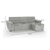 Divano in legno massello rivestito in tessuto grigio chiaro 285x160x100h cm - Ceto