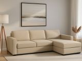 Divano in metallo rivestito in tessuto beige 260x95x90h cm - Assobasso