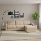 Divano in metallo rivestito in tessuto beige 280x95x90h cm - Atos