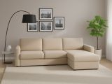 Divano in metallo rivestito in tessuto beige 280x95x90h cm - Atos