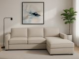 Divano in metallo rivestito in tessuto tortora 260x95x90h cm - Assobasso
