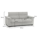 Divano lavabile grigio chiaro 205x95x100h cm - Flaibano