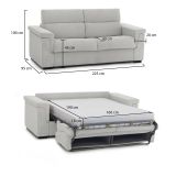 Divano letto 2 piazze grigio chiaro 225x95cm - Benedetto