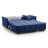 Divano Letto 2 Posti 150x90 cm Blu in Legno Massello Sfoderabile Apertura a Carrello Made in Italy Materasso 10cm Rete Elettrosaldata – Alaric