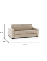 Divano Letto 2 Posti 200x95 cm con Contenitore Apertura a Ribalta in Tessuto Sfoderabile Beige Made in Italy Materasso 140x190 – Andymion