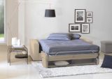 Divano Letto 2 Posti 200x95 cm con Contenitore Apertura a Ribalta in Tessuto Sfoderabile Beige Made in Italy Materasso 140x190 – Andymion