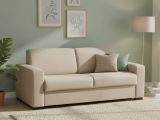 Divano Letto 2 Posti 200x95 cm con Contenitore Apertura a Ribalta in Tessuto Sfoderabile Beige Made in Italy Materasso 140x190 – Andymion