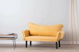 Divano letto 2 posti Aquilonis, Sofà trasformabile, Divanetto per ospiti, Poltrona letto contenitore, 140x65 h70 cm, Giallo