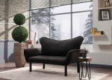 Divano letto 2 posti Aquilonis, Sofà trasformabile, Divanetto per ospiti, Poltrona letto contenitore, 140x65 h70 cm, Nero