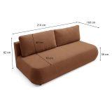 Divano Letto 2 Posti Arancione Contenitore Cuscini Sfoderabili 210x106 cm, Reclinabile - Brugnato