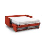 Divano Letto 2 Posti Arancione Sfoderabile Contenitore 160x95 cm, di Apertura a Ribalta Made in Italy - Verceia
