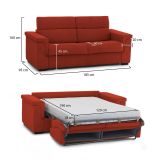 Divano Letto 2 Posti Arancione Sfoderabile Contenitore 185x95 cm, di Apertura a Ribalta Made in Italy - Rigolato