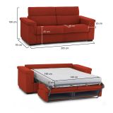 Divano Letto 2 Posti Arancione Sfoderabile Contenitore 205x95 cm, di Apertura a Ribalta Made in Italy - Biscossi