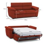 Divano Letto 2 Posti Arancione Sfoderabile Contenitore 205x95 cm, di Apertura a Ribalta Made in Italy - Contrada