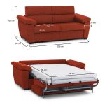 Divano Letto 2 Posti Arancione Sfoderabile Contenitore 205x95 cm, di Apertura a Ribalta Made in Italy - Fisciano