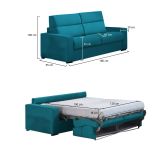 Divano Letto 2 Posti Azzurro Sfoderabile Contenitore 180x95 cm, di Apertura a Ribalta Made in Italy - None