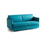 Divano Letto 2 Posti Azzurro Sfoderabile Contenitore 180x95 cm, di Apertura a Ribalta Made in Italy - Trovo