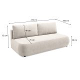 Divano Letto 2 Posti Beige Chiaro Contenitore Cuscini Sfoderabili 210x106 cm, Reclinabile - Brugnato