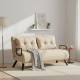 Divano Letto 2 Posti Beige Contenitore Reclinabile 133x78 cm, Braccioli - Calvin