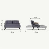 Divano Letto 2 Posti Beige Contenitore Reclinabile 133x78 cm, Braccioli - Calvin