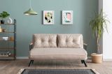 Divano Letto 2 Posti Beige Contenitore Reclinabile 133x78 cm, Braccioli - Merak