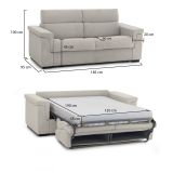 Divano Letto 2 Posti Beige Sfoderabile Contenitore 185x95 cm, di Apertura a Ribalta Made in Italy - Rigolato
