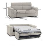 Divano Letto 2 Posti Beige Sfoderabile Contenitore 185x95 cm, di Apertura a Ribalta Made in Italy - Tenna