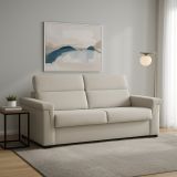 Divano Letto 2 Posti Beige Sfoderabile Contenitore 205x95 cm, di Apertura a Ribalta Made in Italy - Brusasco