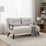 Divano Letto 2 Posti Bianco Contenitore Reclinabile 133x78 cm, Braccioli - Calvin