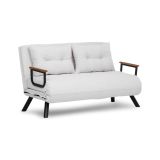Divano Letto 2 Posti Bianco Contenitore Reclinabile 133x78 cm, Braccioli - Calvin