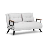 Divano Letto 2 Posti Bianco Contenitore Reclinabile 133x78 cm, Braccioli - Merak