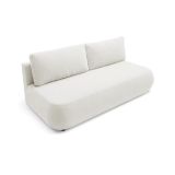 Divano Letto 2 Posti Bianco Crema Contenitore Cuscini Sfoderabili 210x106 cm, Reclinabile - Brugnato